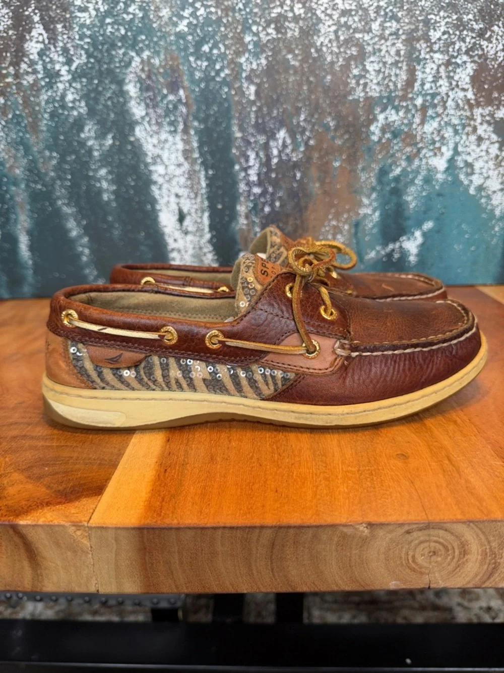 Sperry Top-Sider 2010’s Statement Brown Leather Boat Shoes‎ Zebra (Fair)